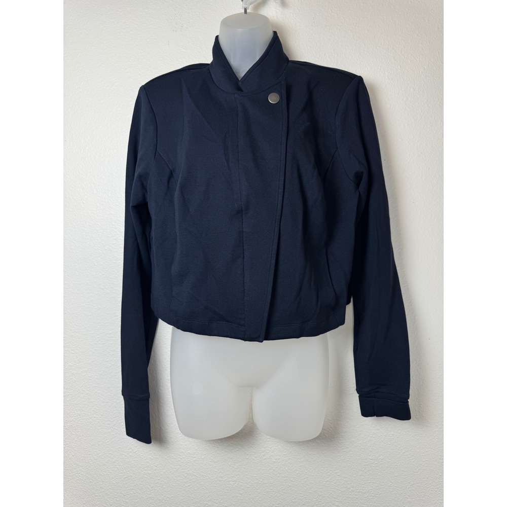 Cabi Navy Blue Asymmetric Snap Front  Jacket Blazer 6259 Large